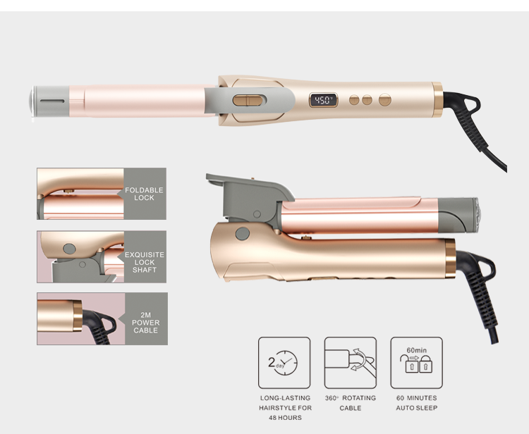 Household LCD Wave Ceramic Hair Curler for Women Long Hair